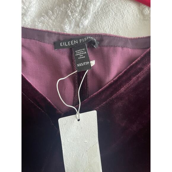 Eileen Fisher Boxy 90’s Dolman Sleeve Silk Velvet V Neck Top XXS NWT $278 - Picture 5 of 6